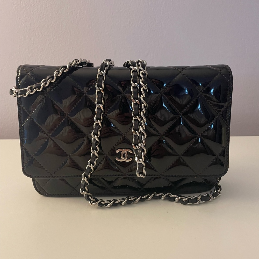 Chanel WOC Classic Logo - Black Patent Leather